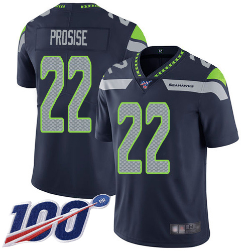 Seattle Seahawks Limited Navy Blue Men C. J. Prosise Home Jersey NFL Football #22 100th Season Vapor Untouchable